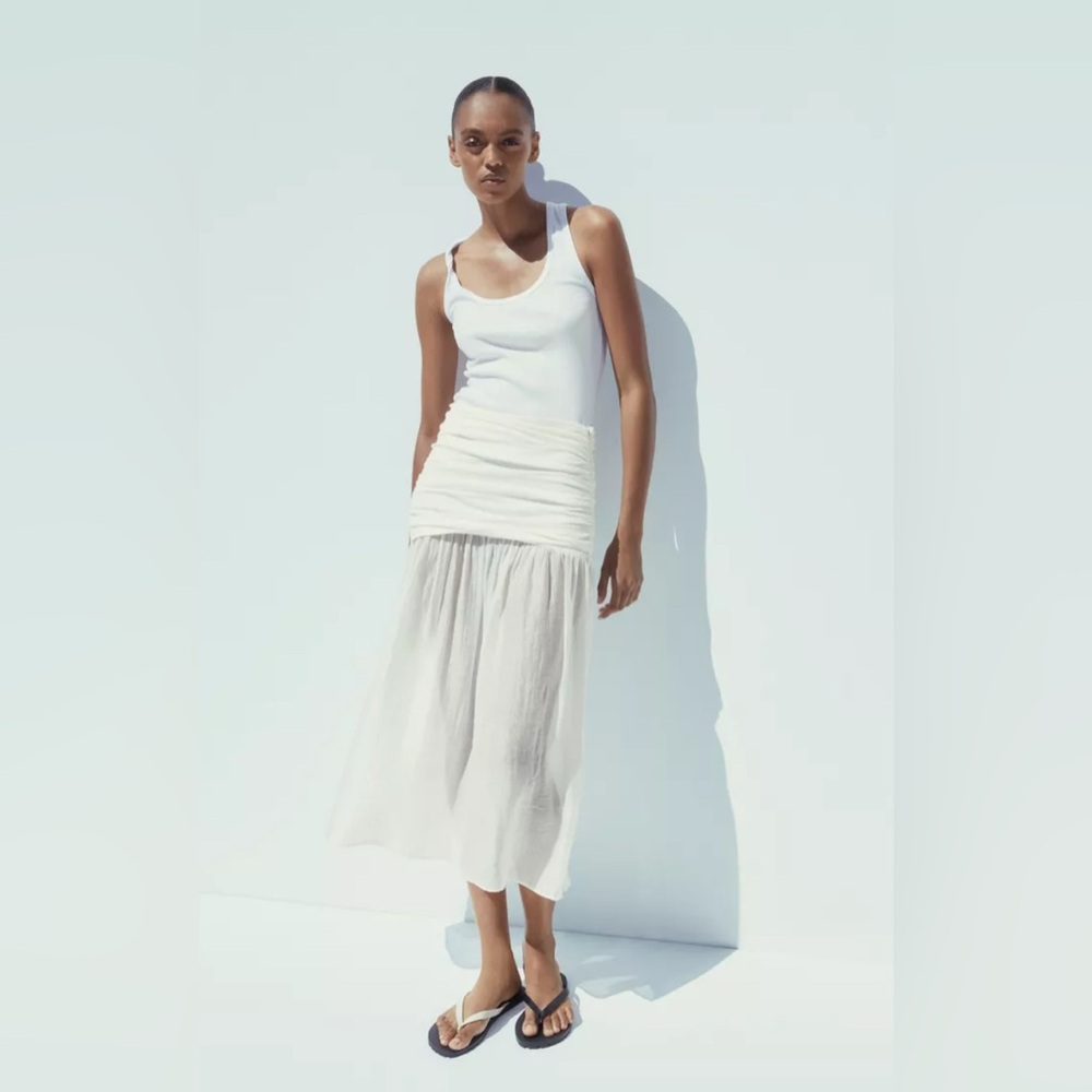 Zara combination skirt in Ecru
